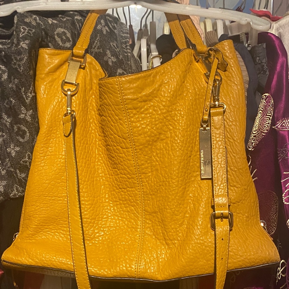 Vince Camuto Mustard Leather Tote